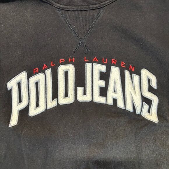 Vintage Polo Jeans Ralph Lauren Men's Black Crewneck Sweatshirt XL - Picture 3 of 4